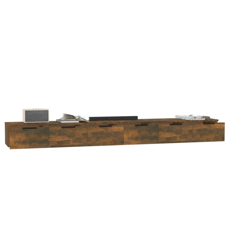 Wandkasten 2 st 102x30x20 bewerkt hout gerookt eikenkleurig MeubelReus