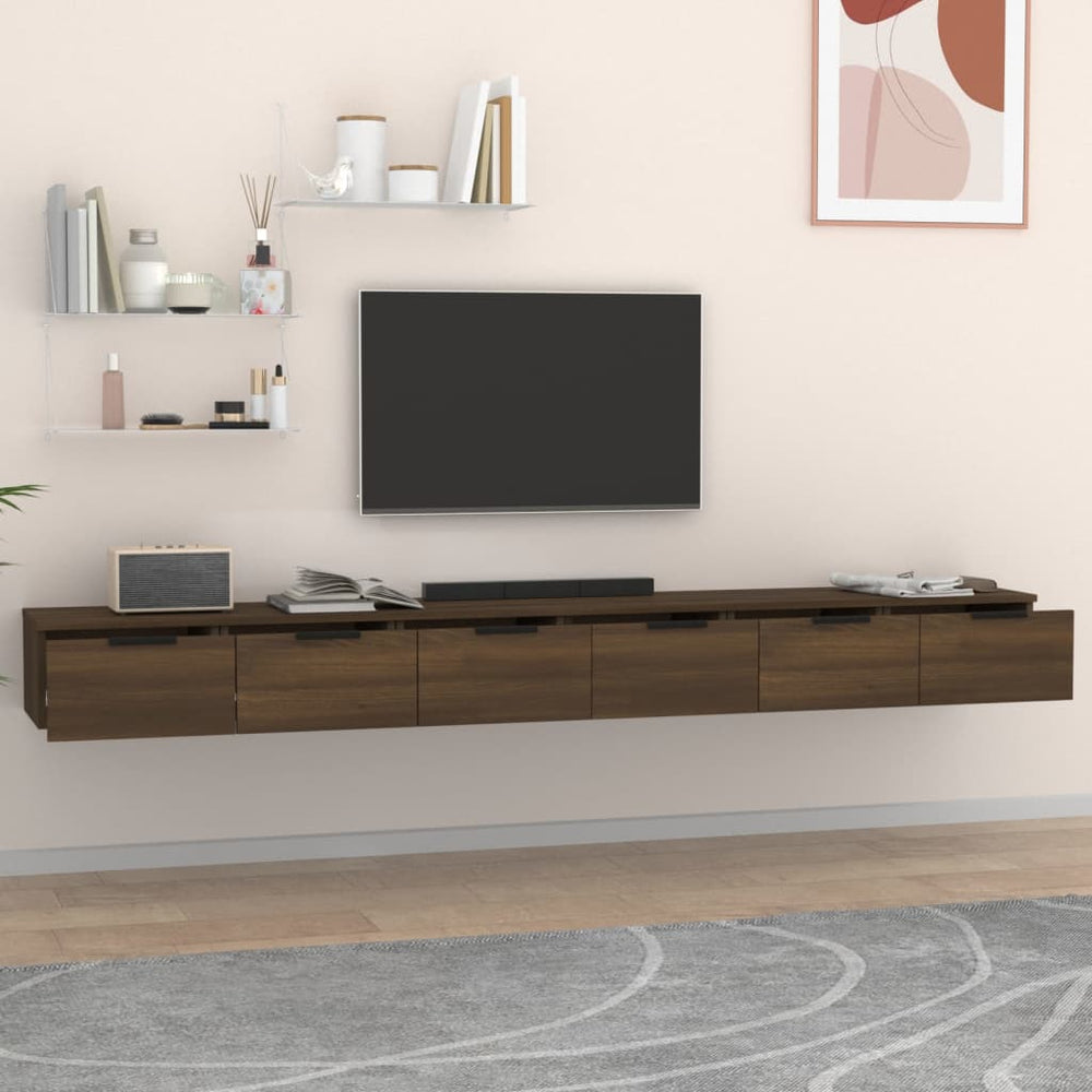 Wandkasten 2 st 102x30x20 cm bewerkt hout bruin eikenkleur MeubelReus