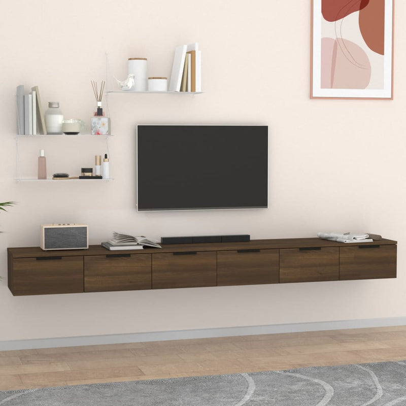 Wandkasten 2 st 102x30x20 cm bewerkt hout bruin eikenkleur MeubelReus