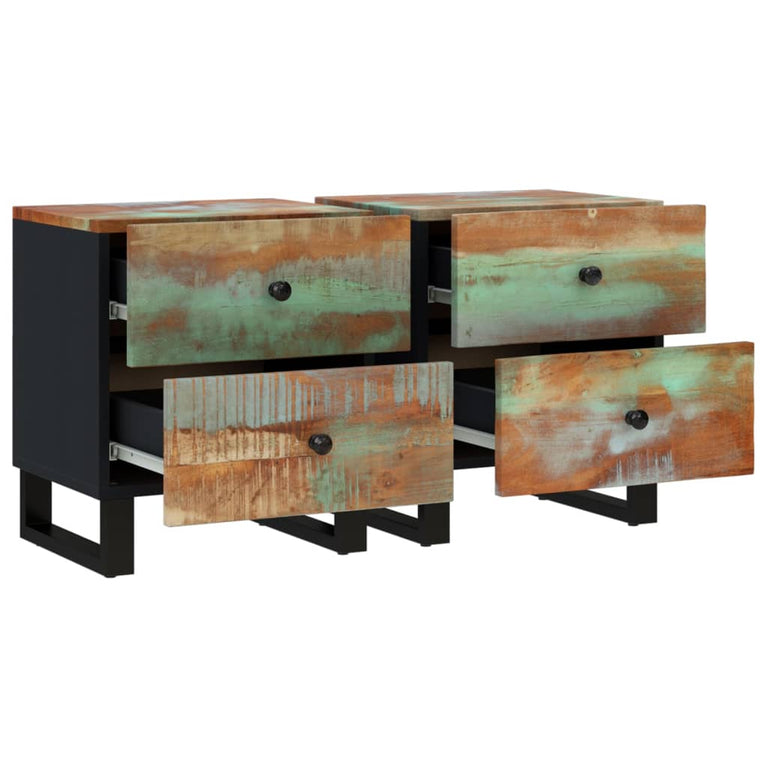 Nachtkastjes 2 st 40x33x46 cm massief gerecycled hout MeubelReus