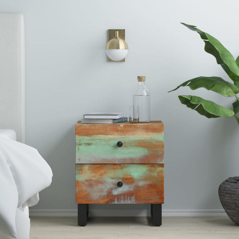 Nachtkastjes 2 st 40x33x46 cm massief gerecycled hout MeubelReus