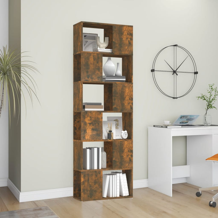 Boekenkast/kamerscherm 60x24x186 cm gerookt eikenkleurig MeubelReus