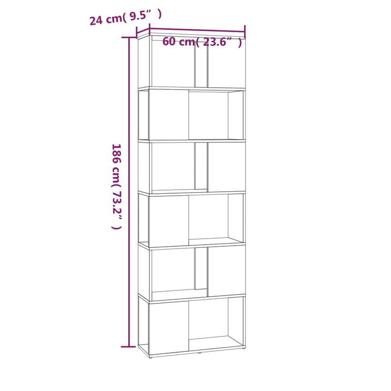 Boekenkast/kamerscherm 60x24x186 cm grijs sonoma eiken MeubelReus