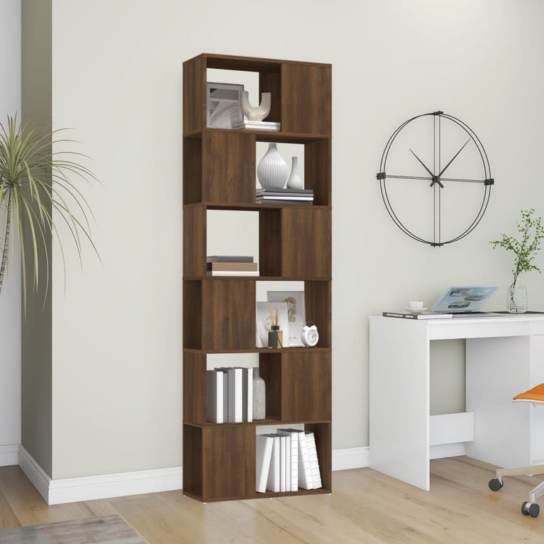 Boekenkast/kamerscherm 60x24x186 cm bruin eikenkleur MeubelReus