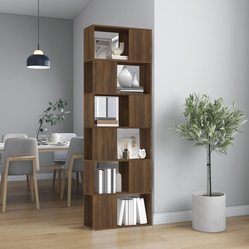 Boekenkast/kamerscherm 60x24x186 cm bruin eikenkleur MeubelReus