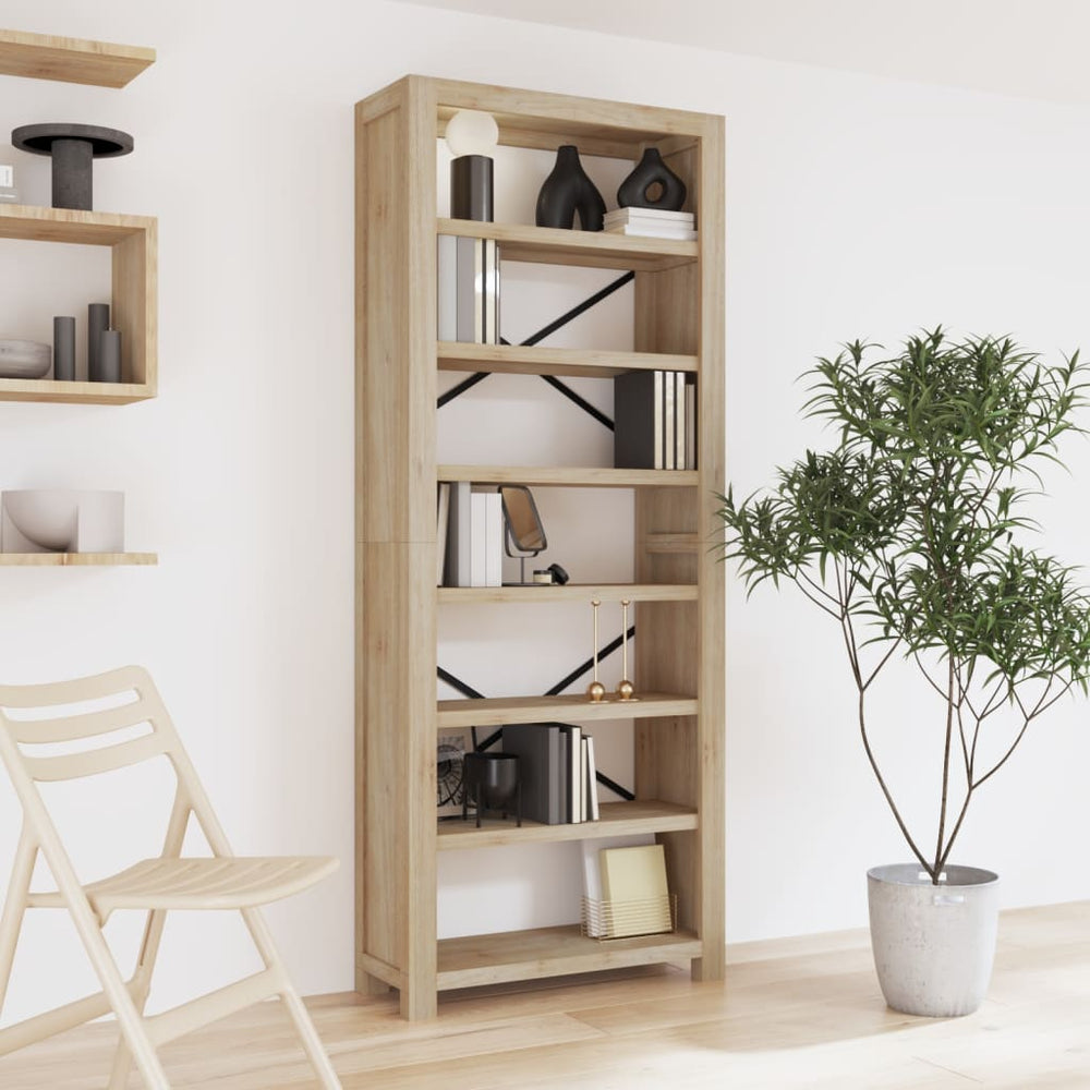 Boekenkast met 7 schappen 80x30x200 cm massief acaciahout MeubelReus