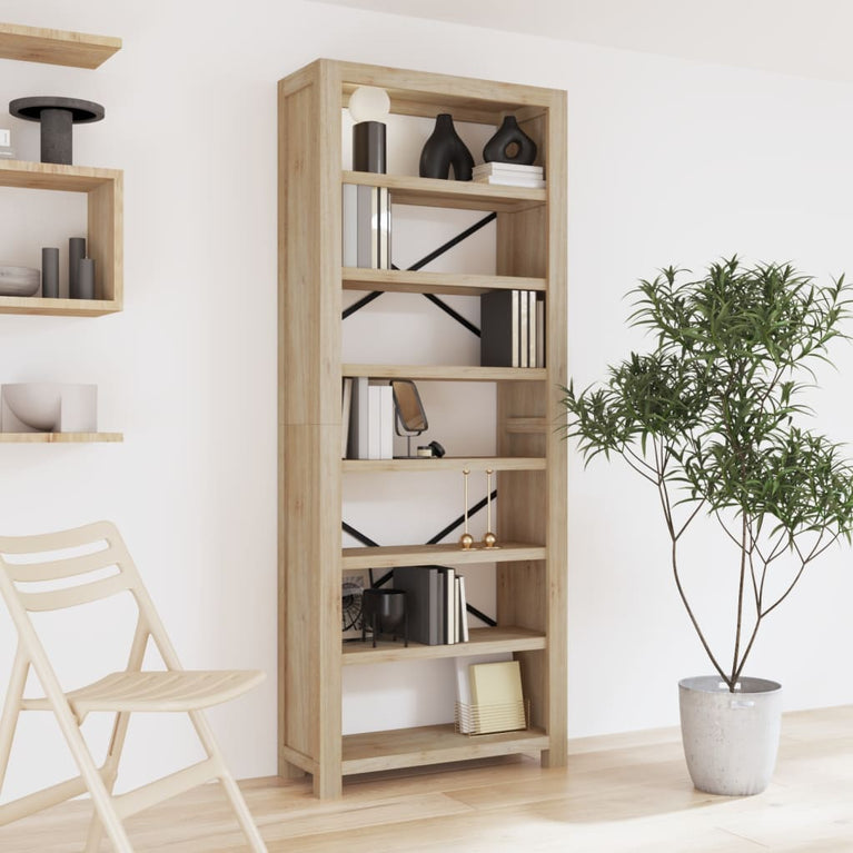 Boekenkast met 7 schappen 80x30x200 cm massief acaciahout MeubelReus