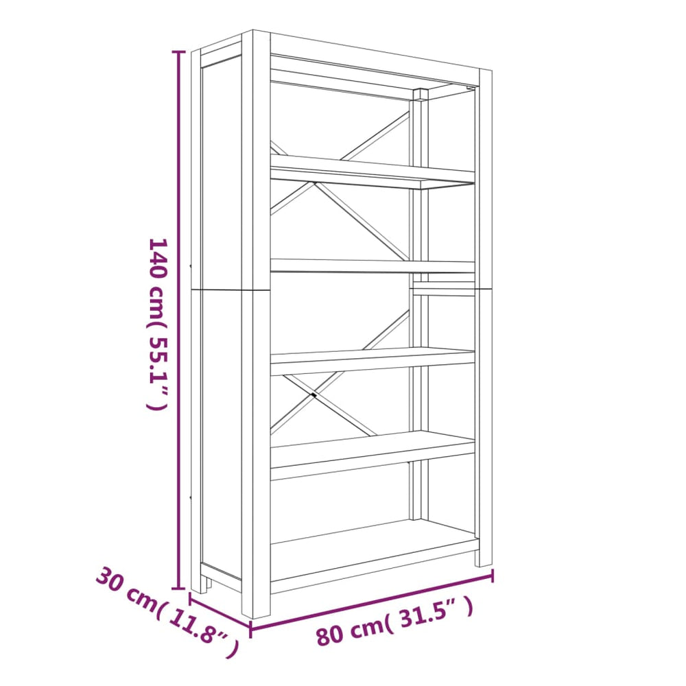 Boekenkast met 5 schappen 80x30x140 cm massief acaciahout MeubelReus