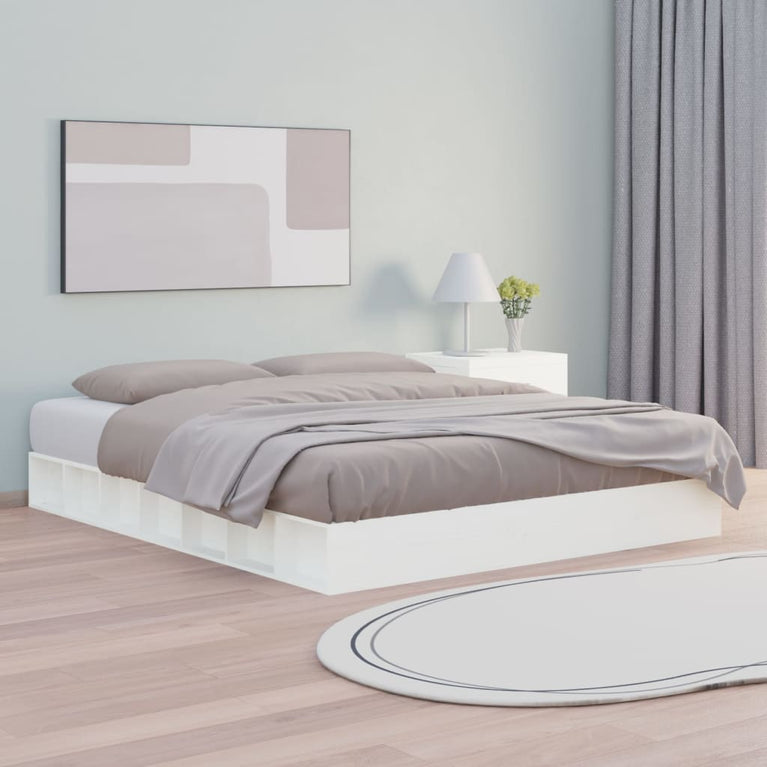 Bedframe massief hout wit 160x200 cm