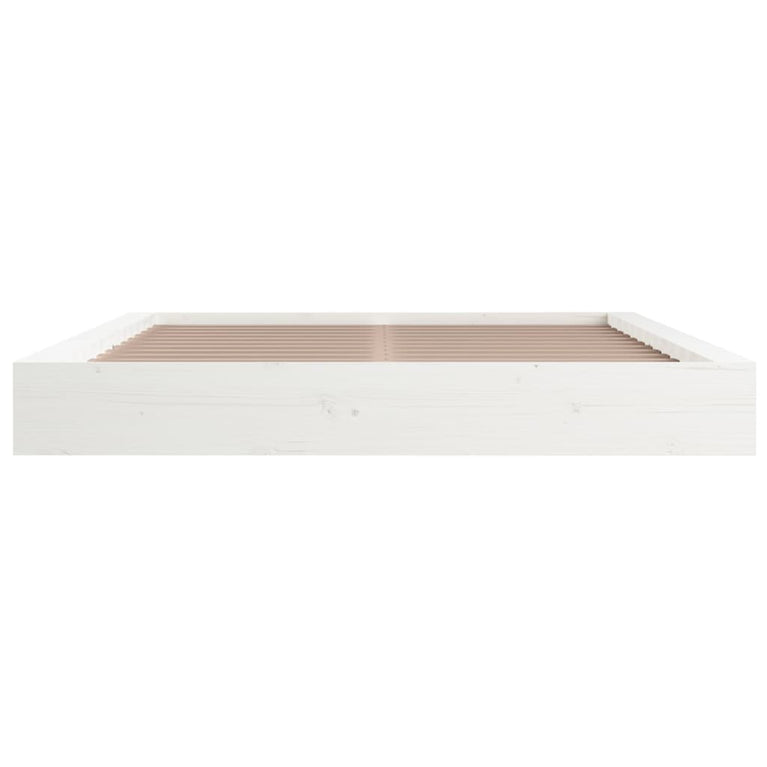 Bedframe massief hout wit 150x200 cm 5FT King Size