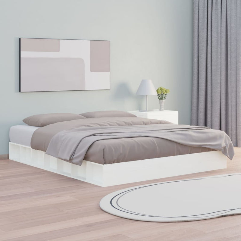 Bedframe massief hout wit 140x200 cm