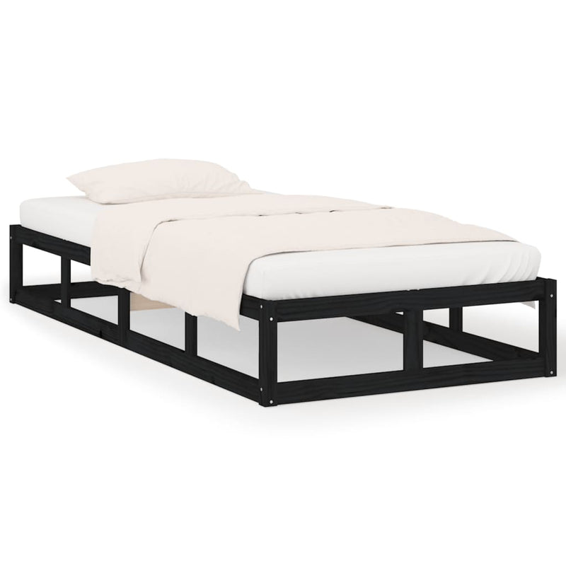 Bedframe massief hout zwart 90x190 cm 3FT Single