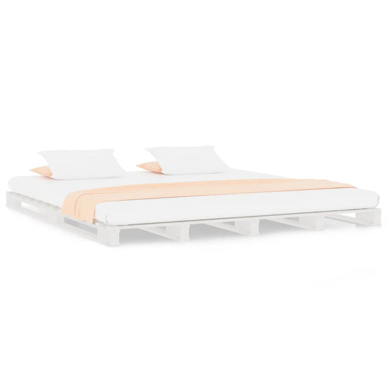 Palletbed massief grenenhout wit 140x200 cm MeubelReus