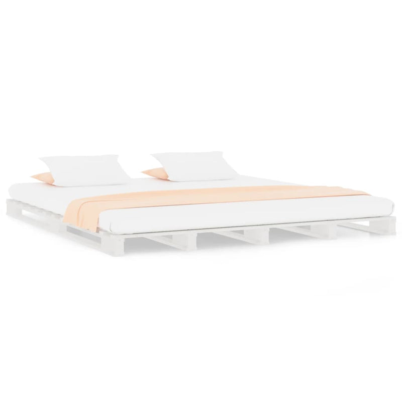 Palletbed massief grenenhout wit 140x200 cm MeubelReus