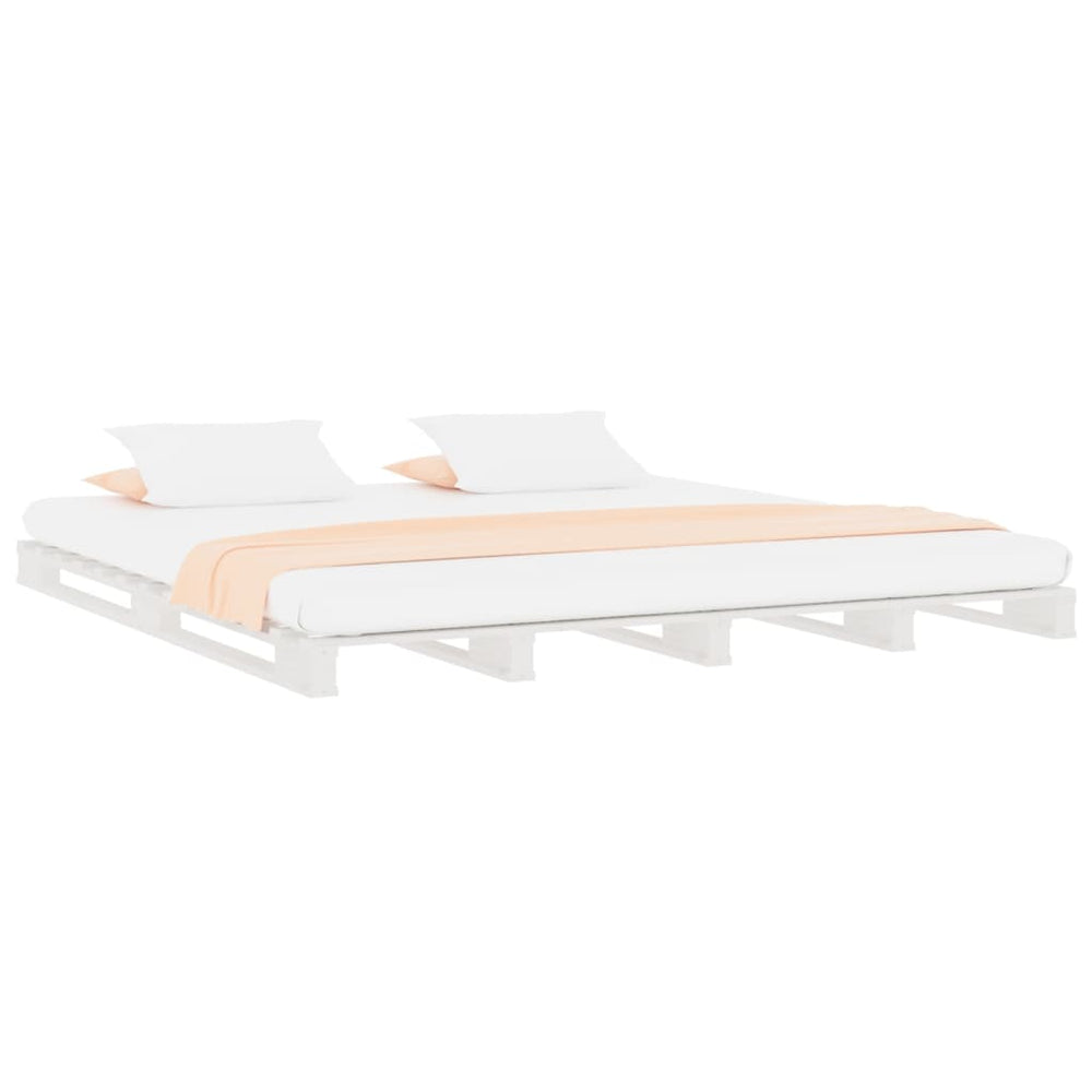 Palletbed massief grenenhout wit 140x200 cm MeubelReus