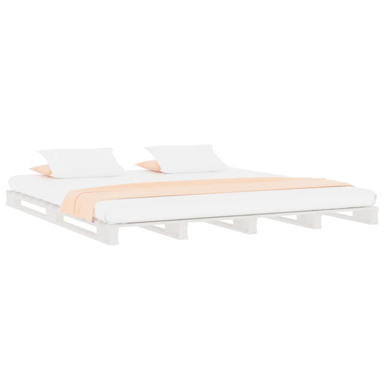 Palletbed massief grenenhout wit 140x200 cm MeubelReus