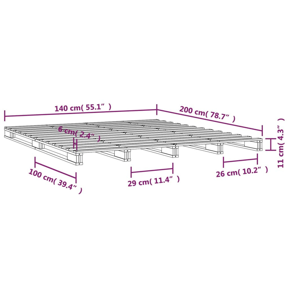 Palletbed massief grenenhout wit 140x200 cm MeubelReus