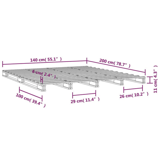 Palletbed massief grenenhout wit 140x200 cm MeubelReus