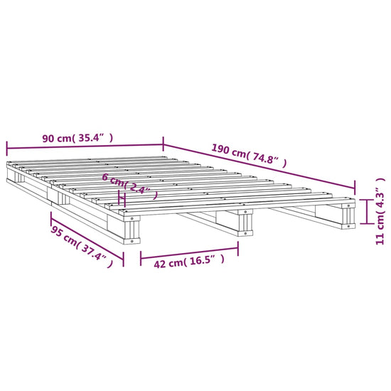 Palletbed massief grenenhout wit 90x190 cm 3FT Single MeubelReus