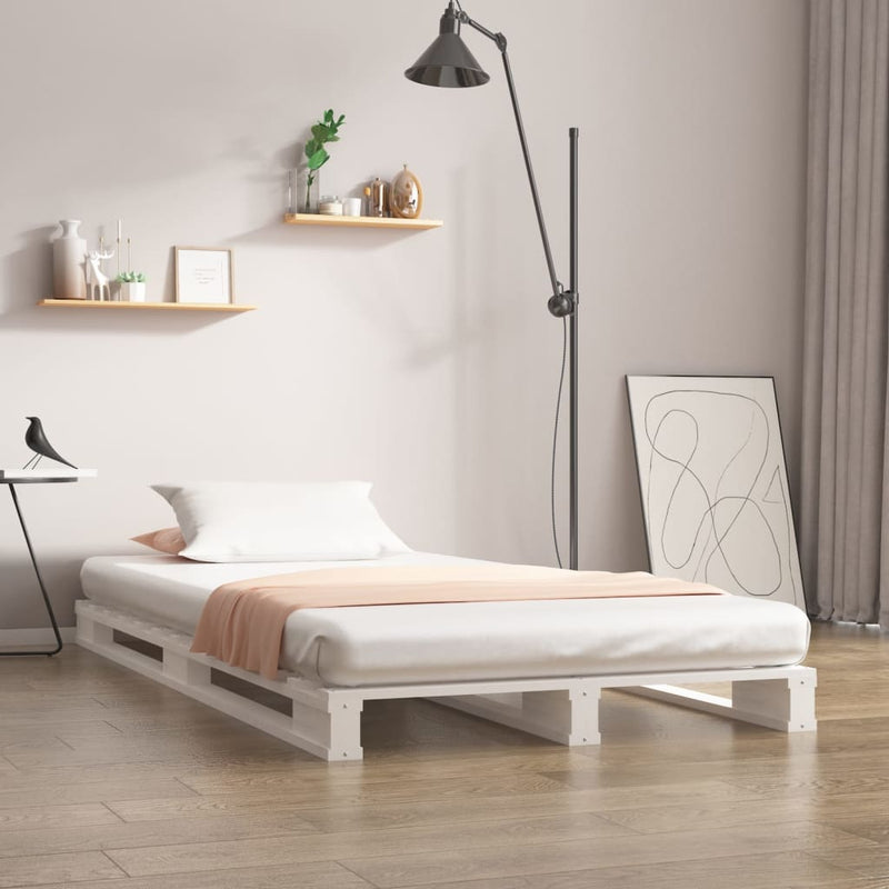 Palletbed massief grenenhout wit 90x190 cm 3FT Single MeubelReus