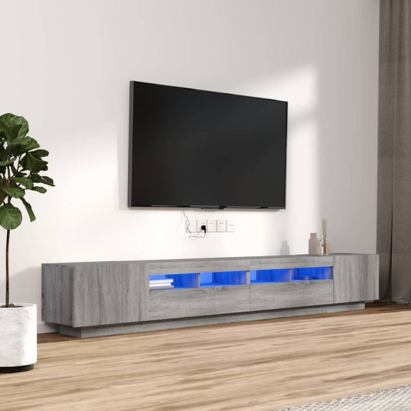 3-delige Tv-meubelset met LED's bewerkt hout grijs sonoma eiken