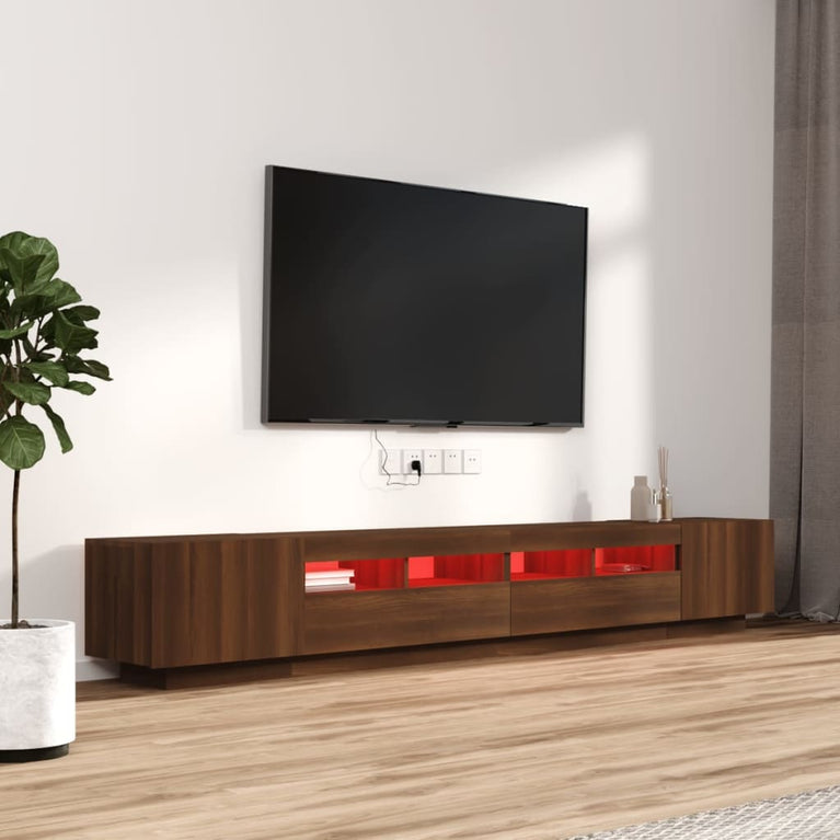 3-delige Tv-meubelset met LED bewerkt hout bruineiken MeubelReus