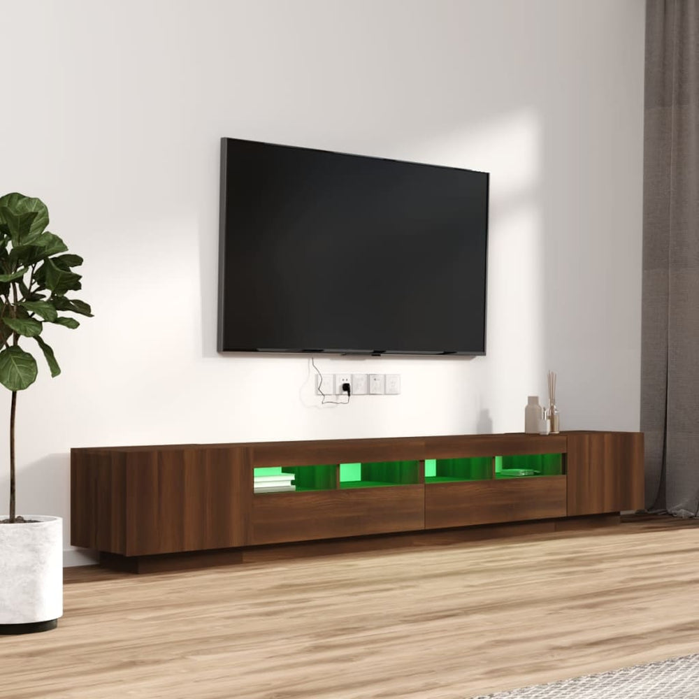 3-delige Tv-meubelset met LED bewerkt hout bruineiken MeubelReus