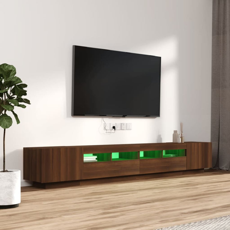 3-delige Tv-meubelset met LED bewerkt hout bruineiken MeubelReus