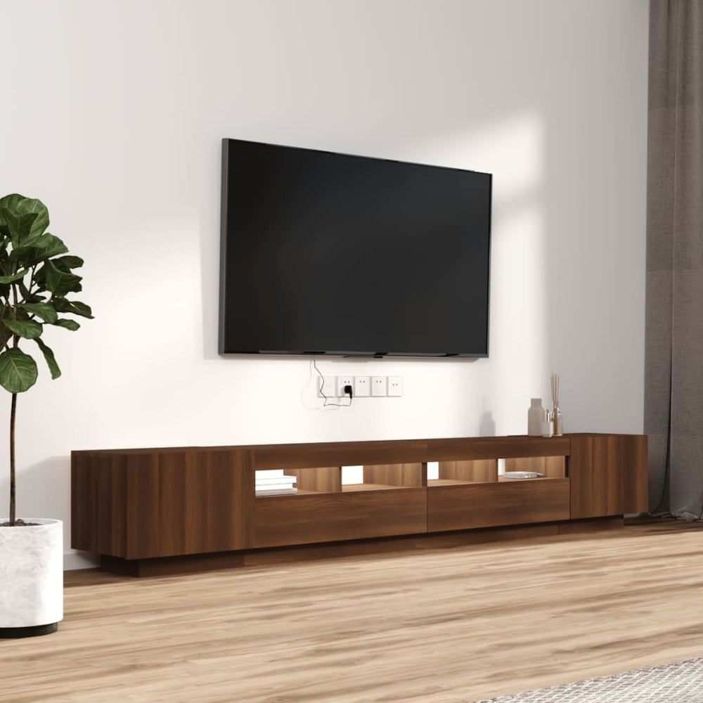 3-delige Tv-meubelset met LED bewerkt hout bruineiken MeubelReus