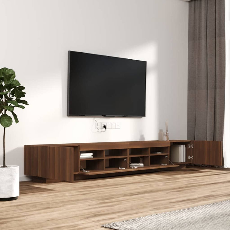 3-delige Tv-meubelset met LED bewerkt hout bruineiken MeubelReus