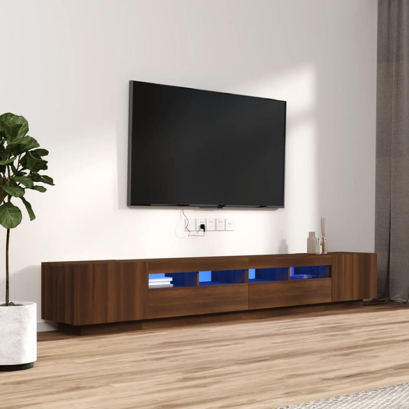 3-delige Tv-meubelset met LED bewerkt hout bruineiken MeubelReus