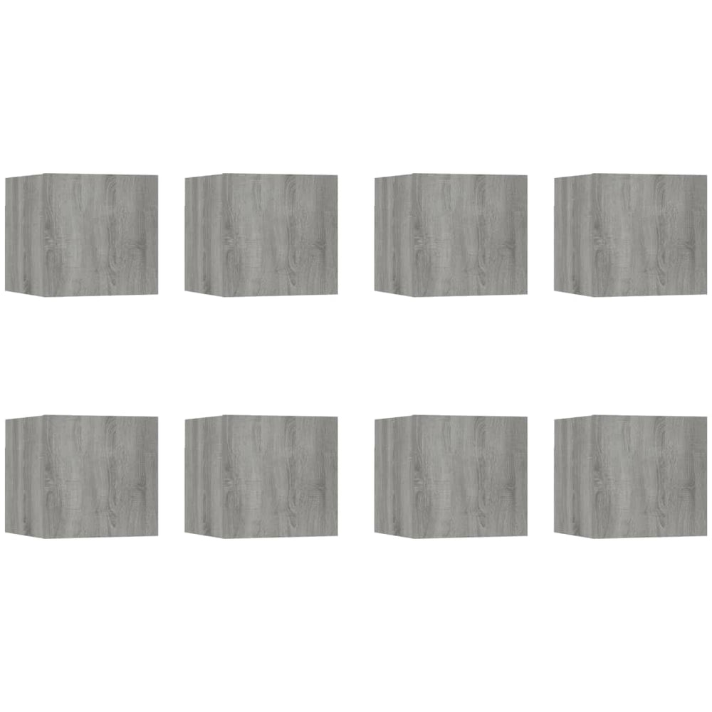Tv-wandmeubelen 8 st 30,5x30x30 cm grijs sonoma eikenkleurig MeubelReus