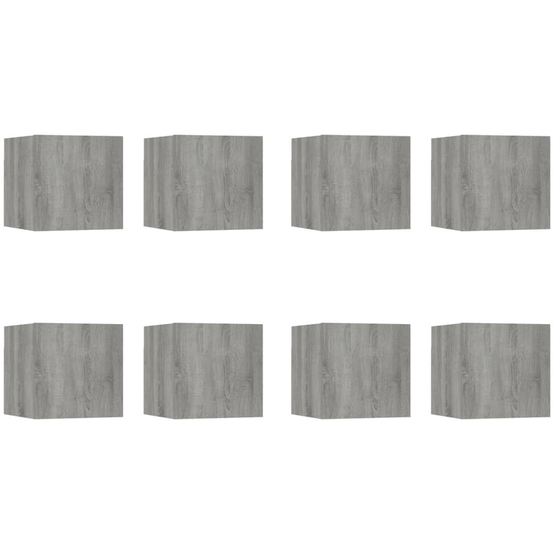 Tv-wandmeubelen 8 st 30,5x30x30 cm grijs sonoma eikenkleurig MeubelReus