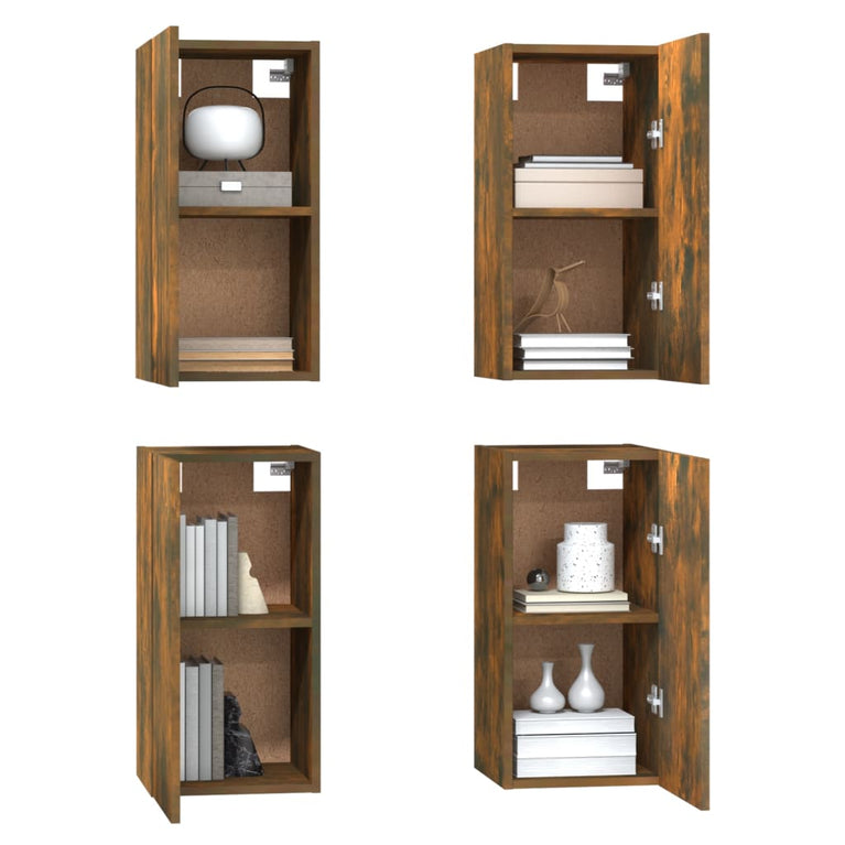 Tv-meubelen 4 st 30,5x30x60 cm bewerkt hout gerookt eikenkleur MeubelReus
