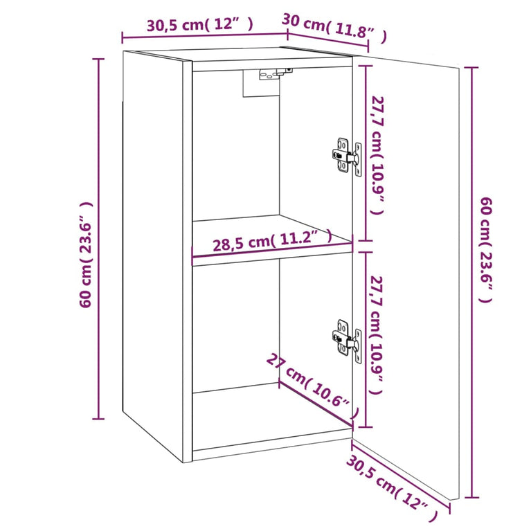 Tv-meubelen 4 st 30,5x30x60 cm bewerkt hout gerookt eikenkleur MeubelReus
