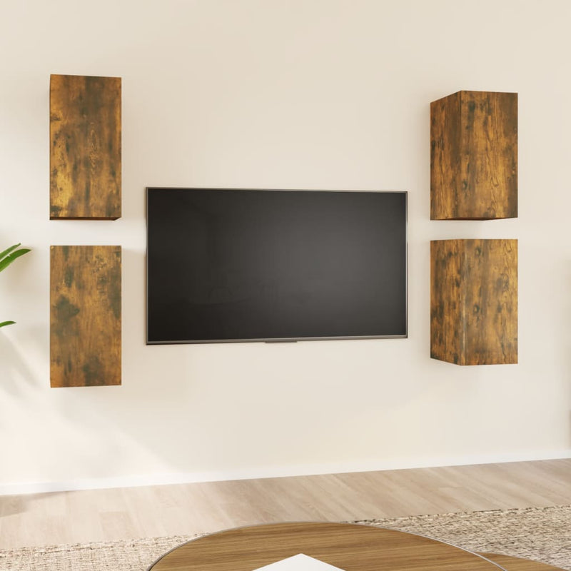 Tv-meubelen 4 st 30,5x30x60 cm bewerkt hout gerookt eikenkleur MeubelReus