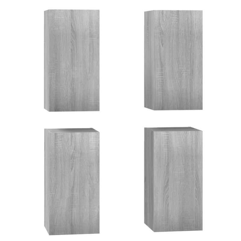 Tv-meubelen 4 st 30,5x30x60 cm bewerkt hout grijs sonoma eiken