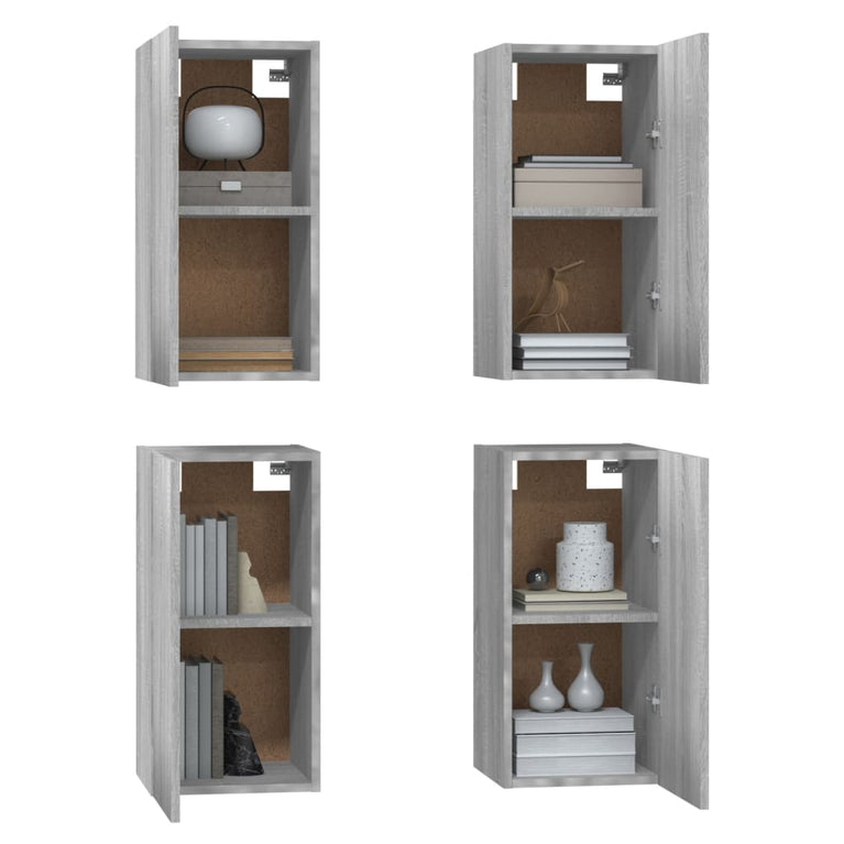 Tv-meubelen 4 st 30,5x30x60 cm bewerkt hout grijs sonoma eiken