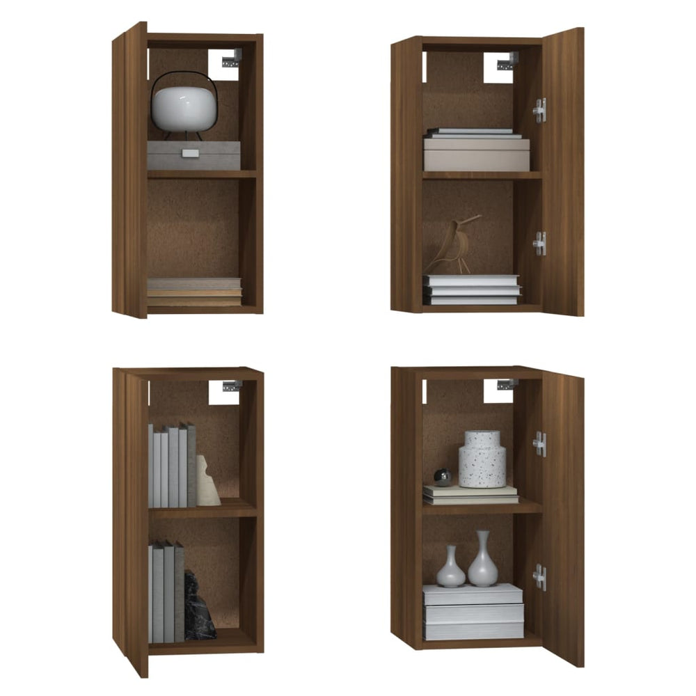 Tv-meubelen 4 st 30,5x30x60 cm bewerkt hout bruin eikenkleur MeubelReus