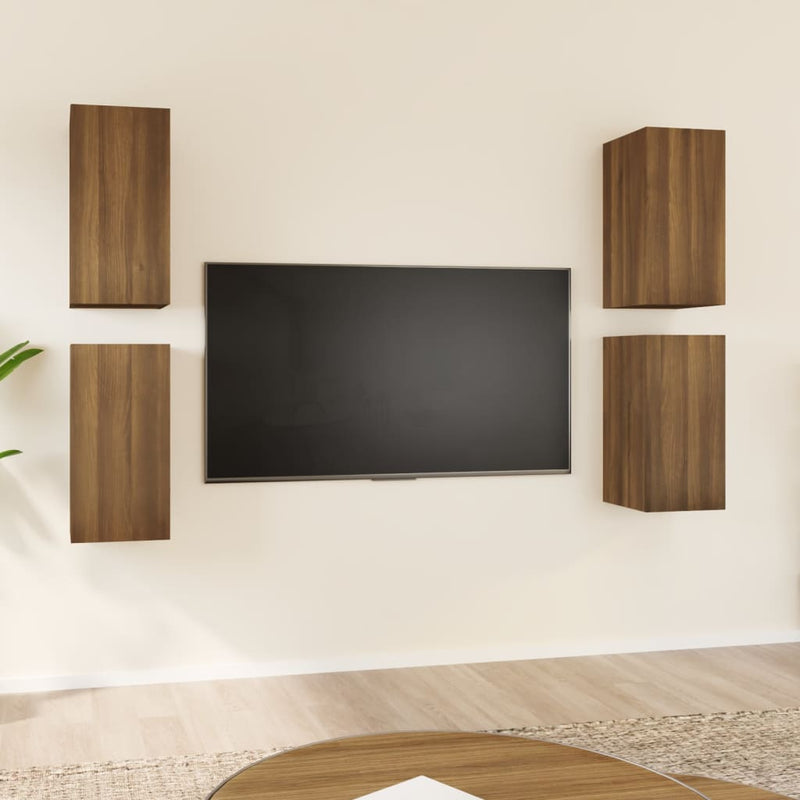 Tv-meubelen 4 st 30,5x30x60 cm bewerkt hout bruin eikenkleur MeubelReus