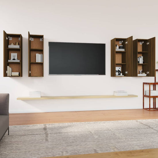 Tv-meubelen 4 st 30,5x30x90 cm bewerkt hout bruin eikenkleur MeubelReus