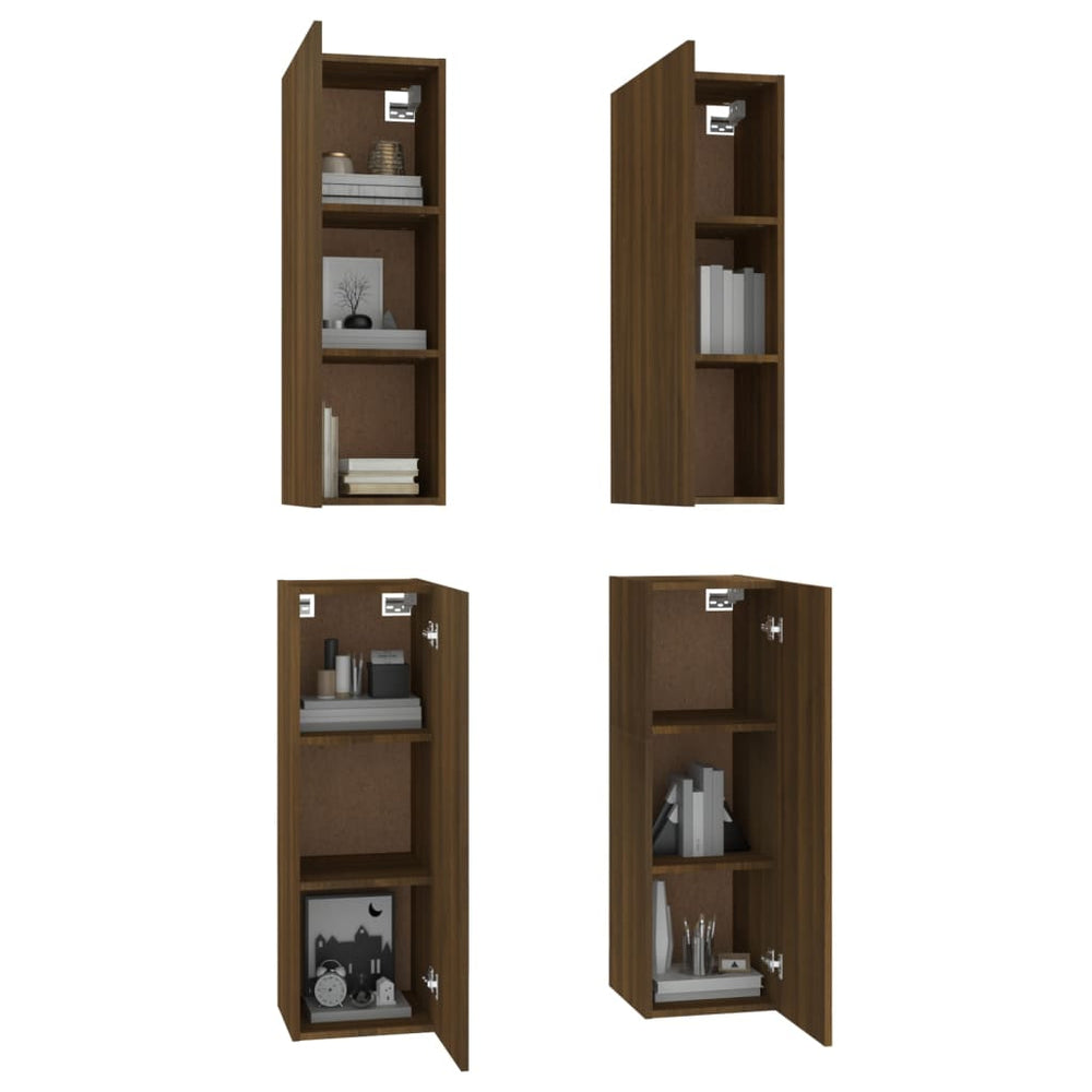 Tv-meubelen 4 st 30,5x30x90 cm bewerkt hout bruin eikenkleur MeubelReus