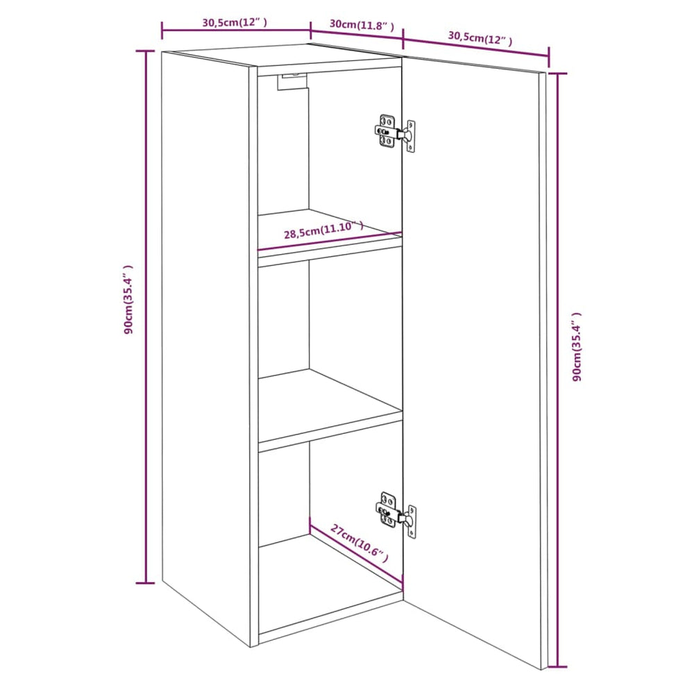 Tv-meubelen 4 st 30,5x30x90 cm bewerkt hout bruin eikenkleur MeubelReus