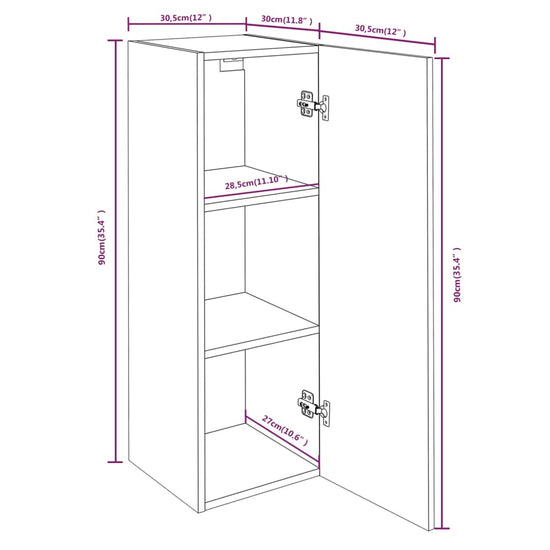Tv-meubelen 4 st 30,5x30x90 cm bewerkt hout bruin eikenkleur MeubelReus