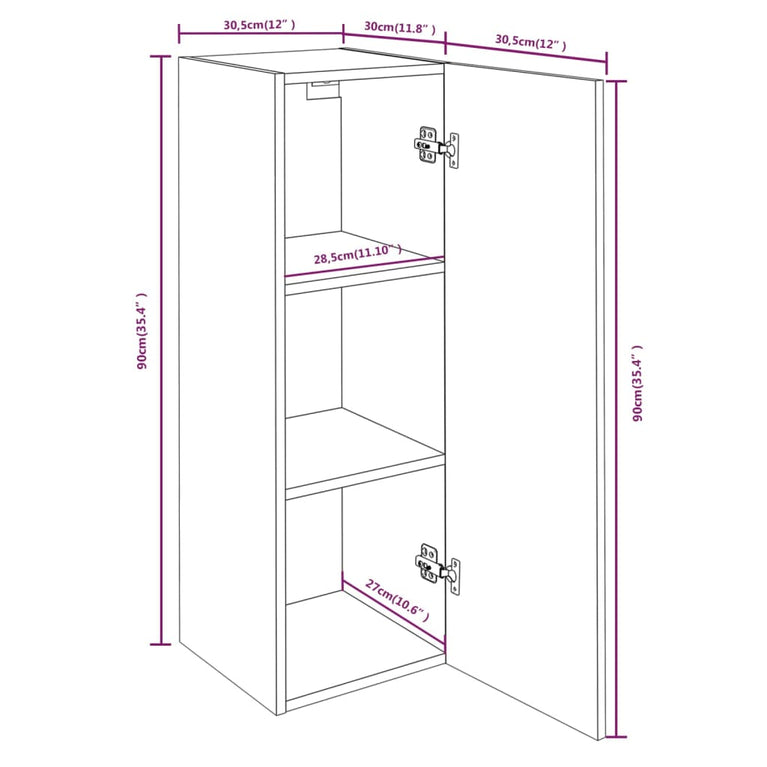 Tv-meubelen 4 st 30,5x30x90 cm bewerkt hout bruin eikenkleur MeubelReus