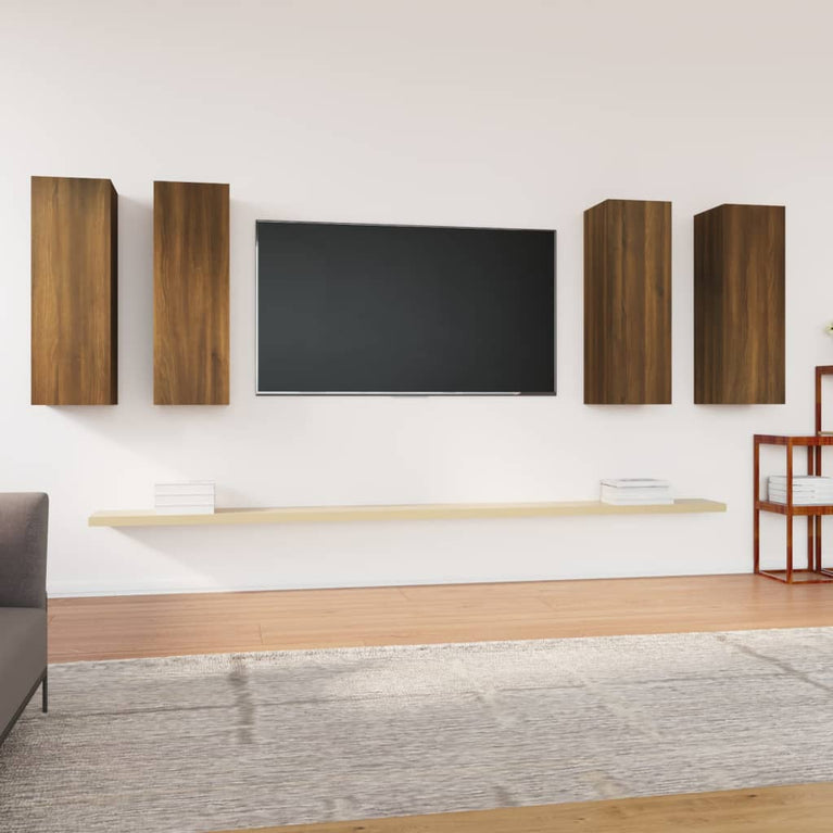 Tv-meubelen 4 st 30,5x30x90 cm bewerkt hout bruin eikenkleur MeubelReus