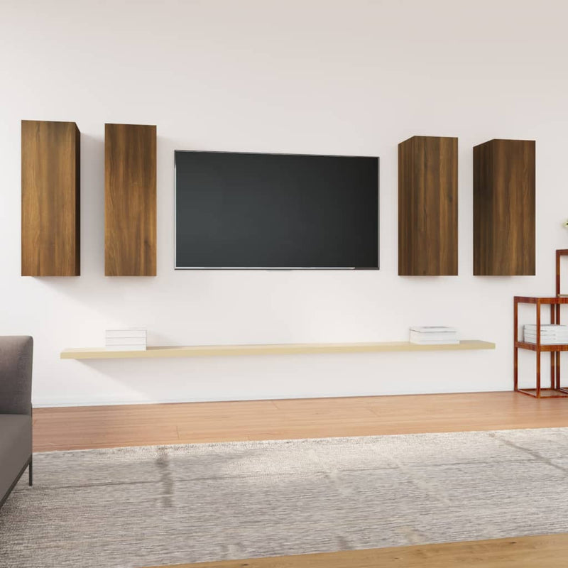 Tv-meubelen 4 st 30,5x30x90 cm bewerkt hout bruin eikenkleur MeubelReus