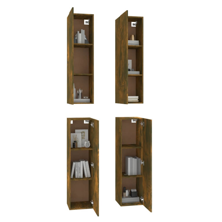 Tv-meubelen 4 st 30,5x30x110 cm bewerkt hout gerookt eiken MeubelReus