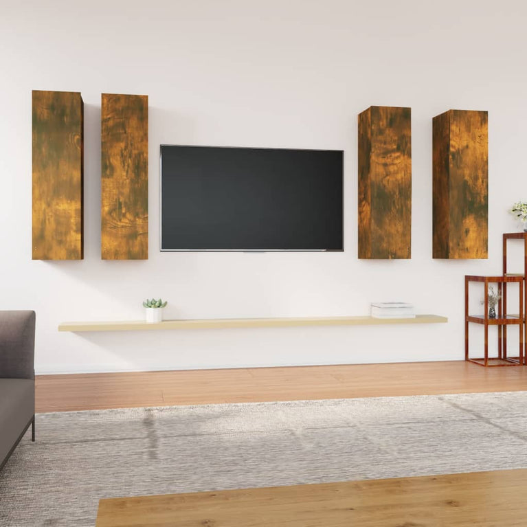 Tv-meubelen 4 st 30,5x30x110 cm bewerkt hout gerookt eiken MeubelReus