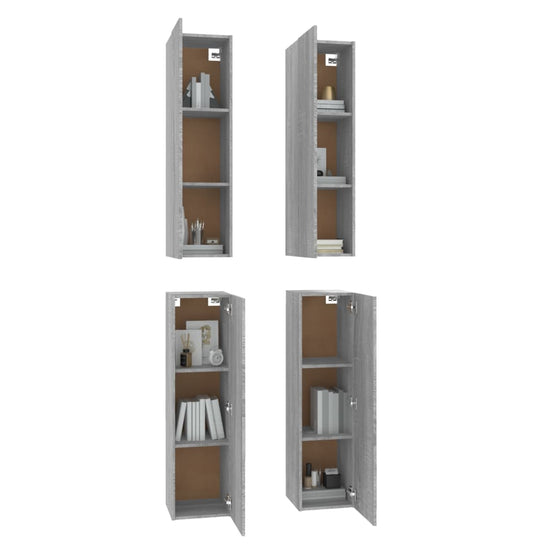 Tv-meubelen 4 st 30,5x30x110 cm bewerkt hout grijs sonoma eiken MeubelReus